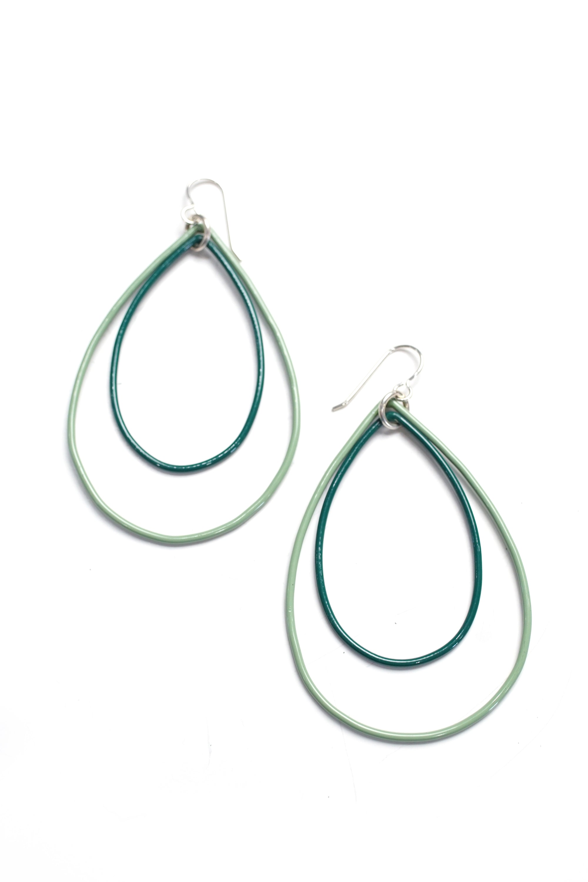 Large Eva earrings in Pale Green and Emerald Green - sample sale
