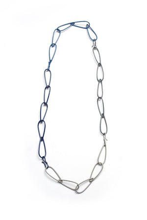 long Modular Necklace in blue and grey - sample sale