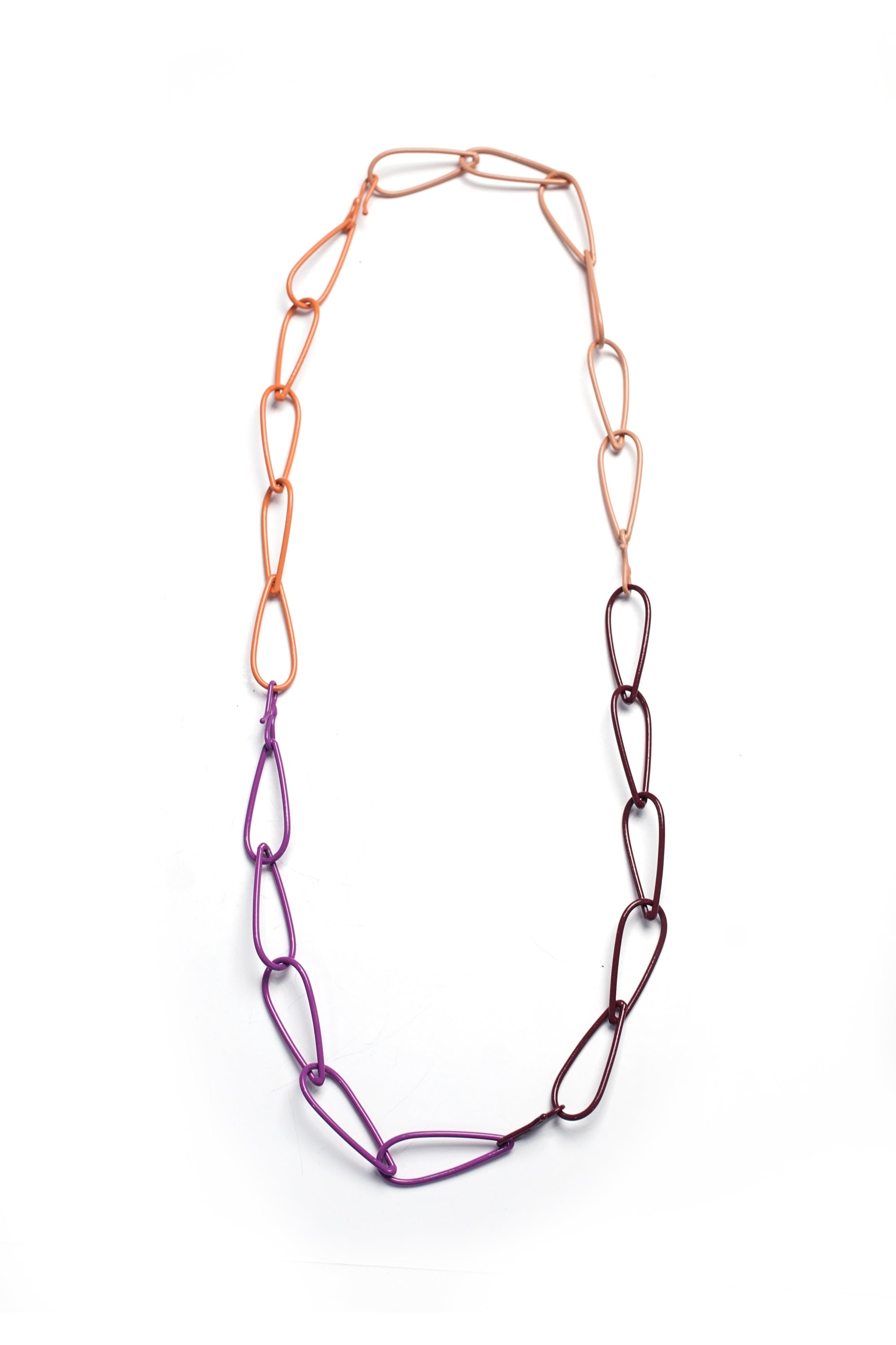 long Modular Necklace in pink, purple, and burgundy - sample sale