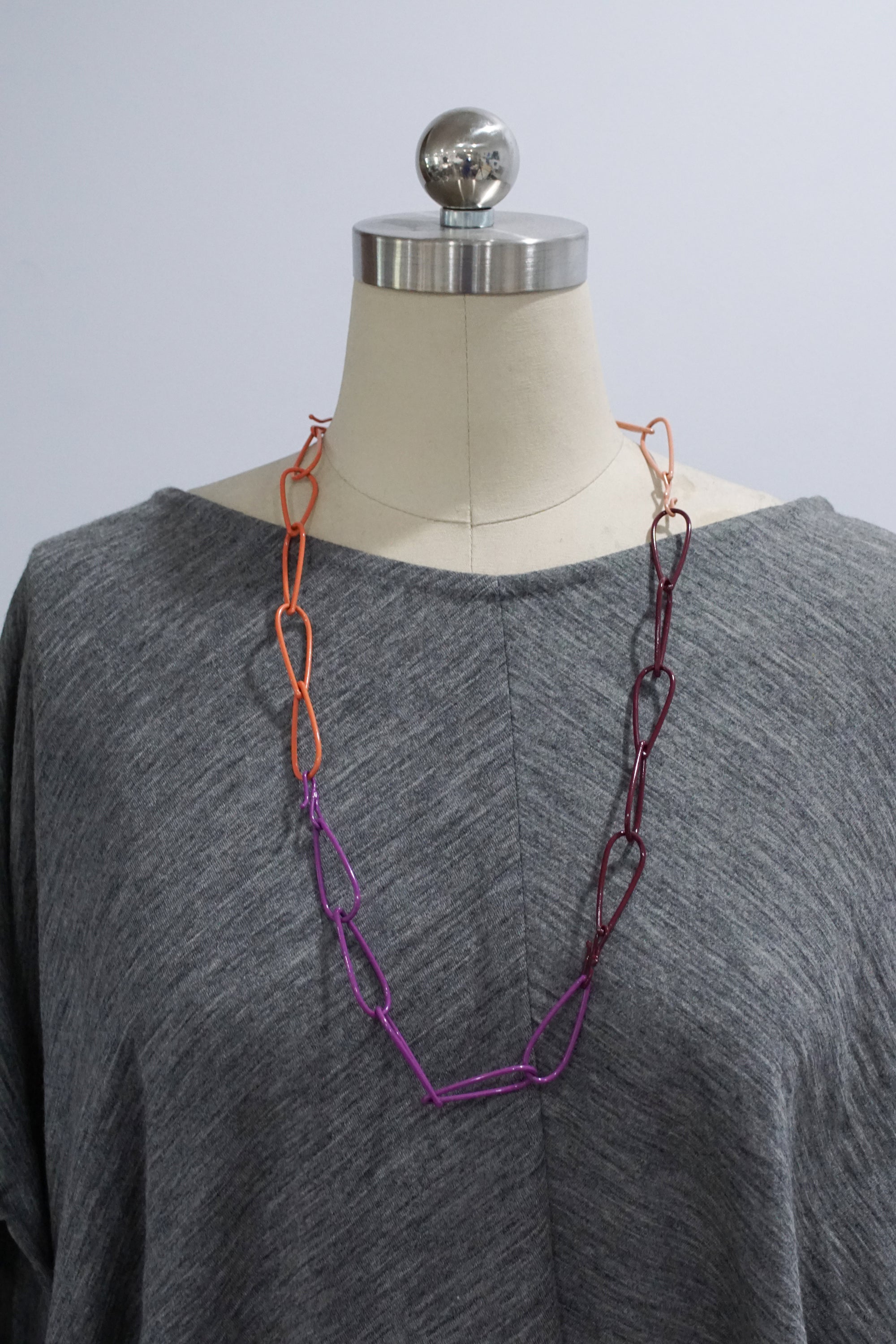 long Modular Necklace in pink, purple, and burgundy - sample sale