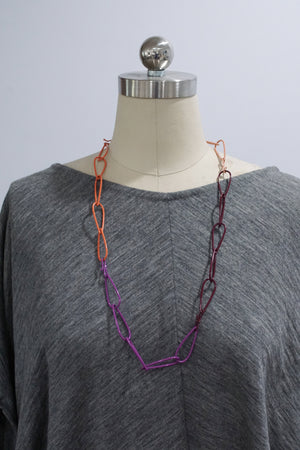 long Modular Necklace in pink, purple, and burgundy - sample sale