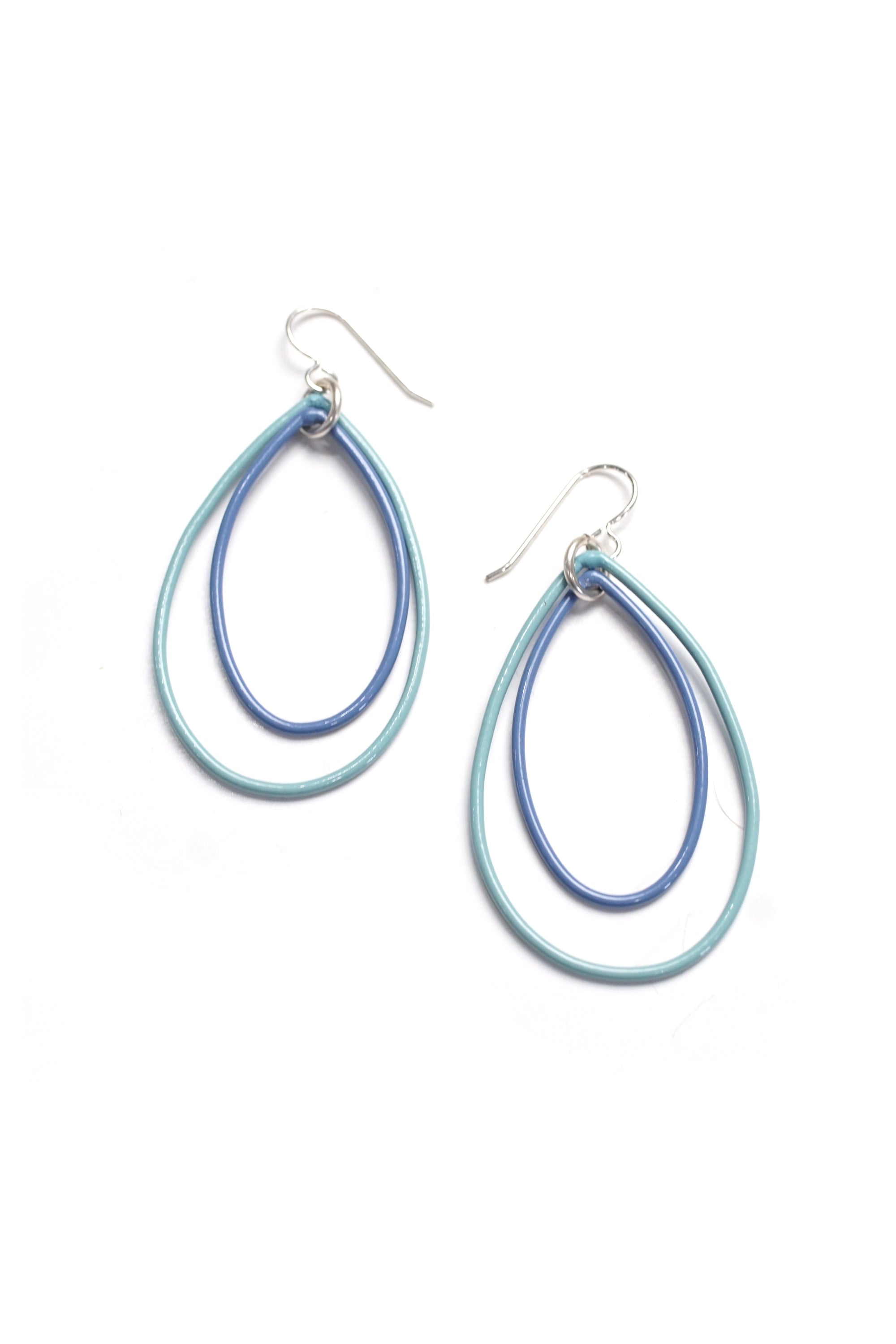 Eva earrings in Faded Teal and Lavender Grey  - sample sale