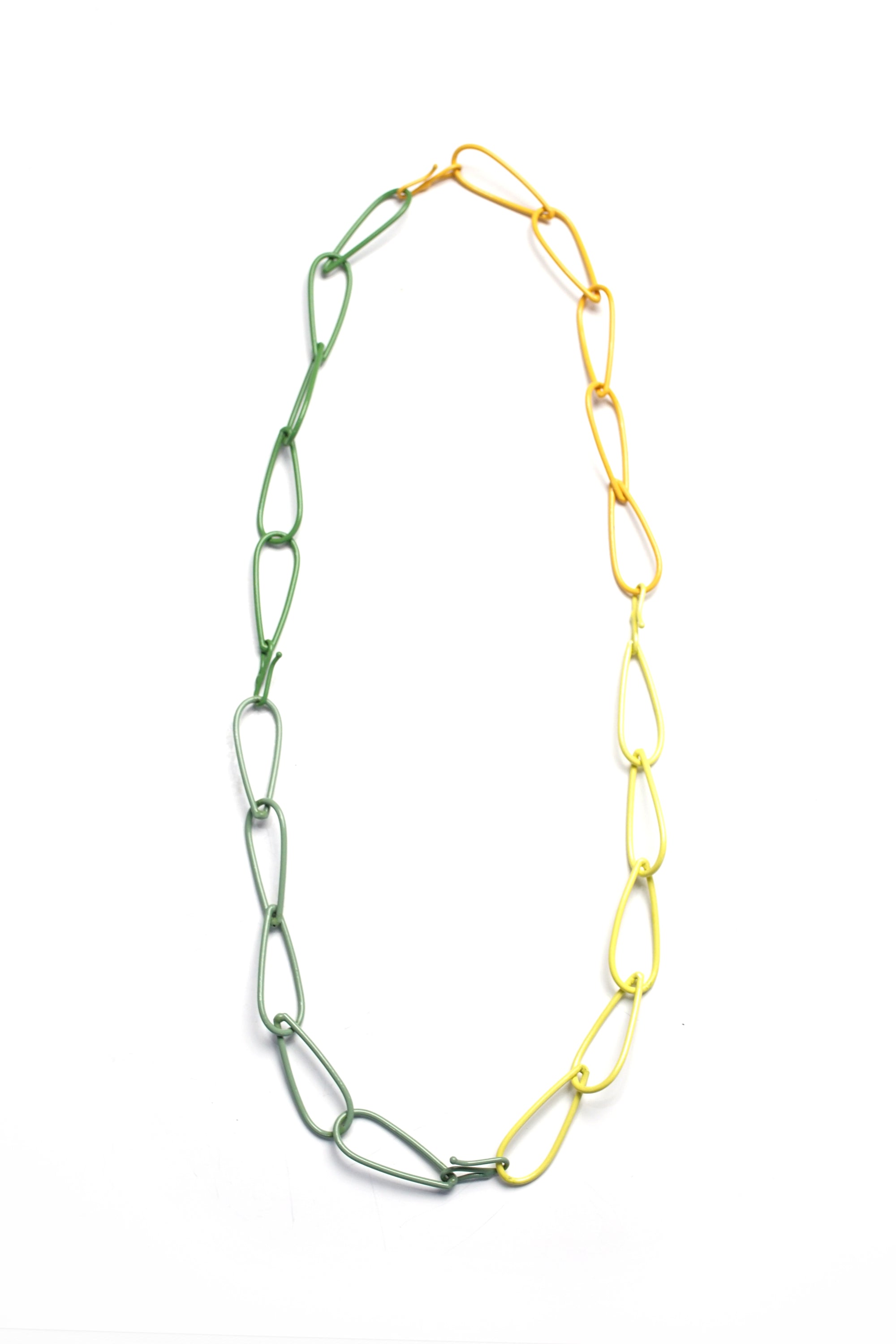 long Modular Necklace in green and yellow - sample sale