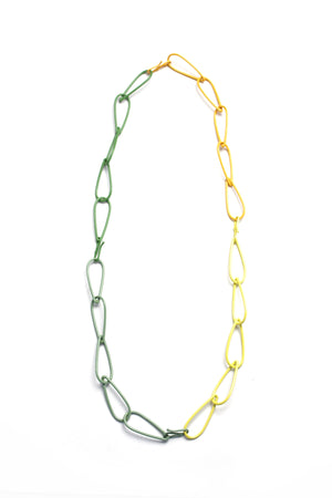 long Modular Necklace in green and yellow - sample sale
