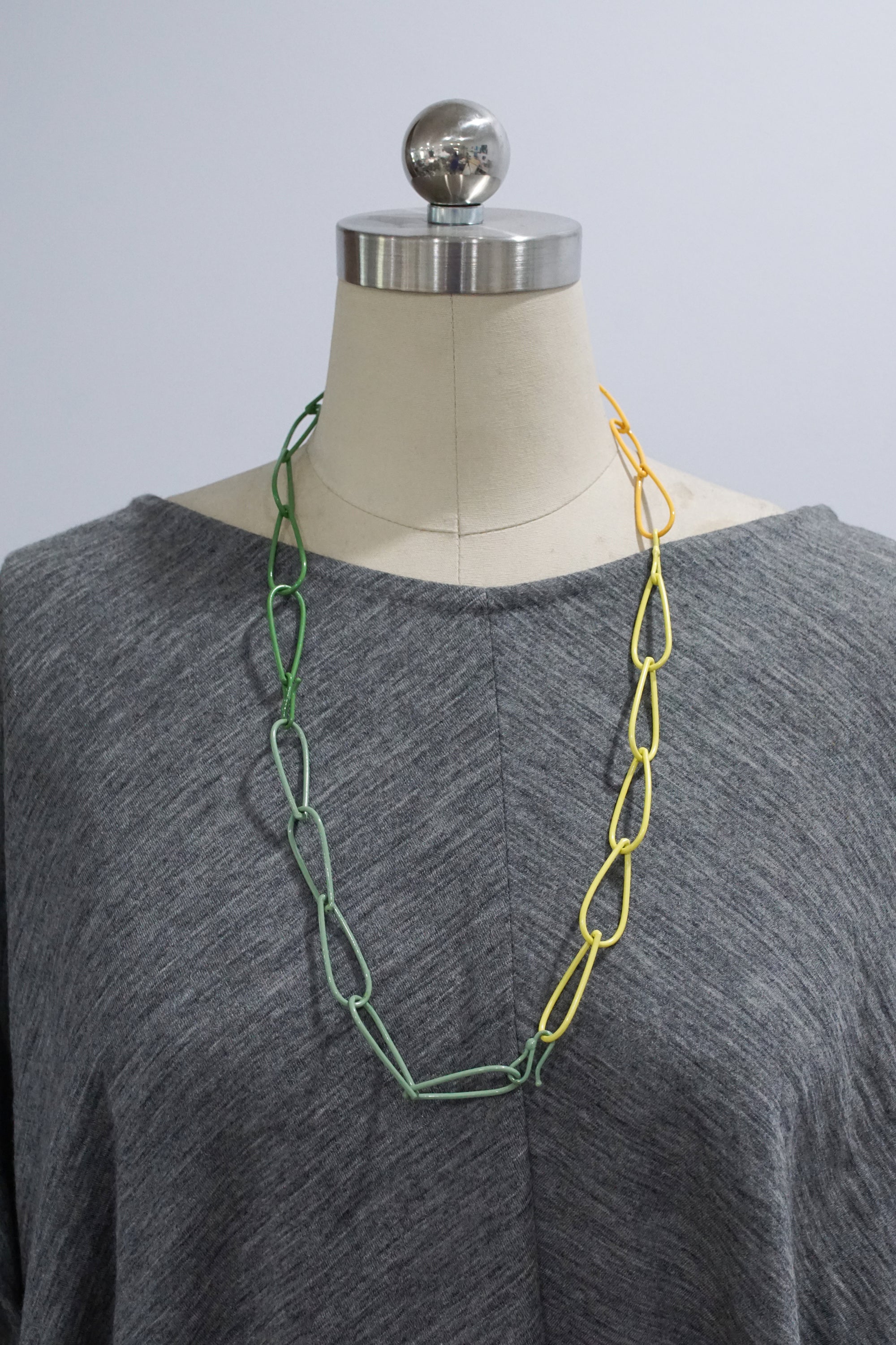long Modular Necklace in green and yellow - sample sale