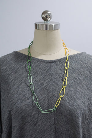 long Modular Necklace in green and yellow - sample sale