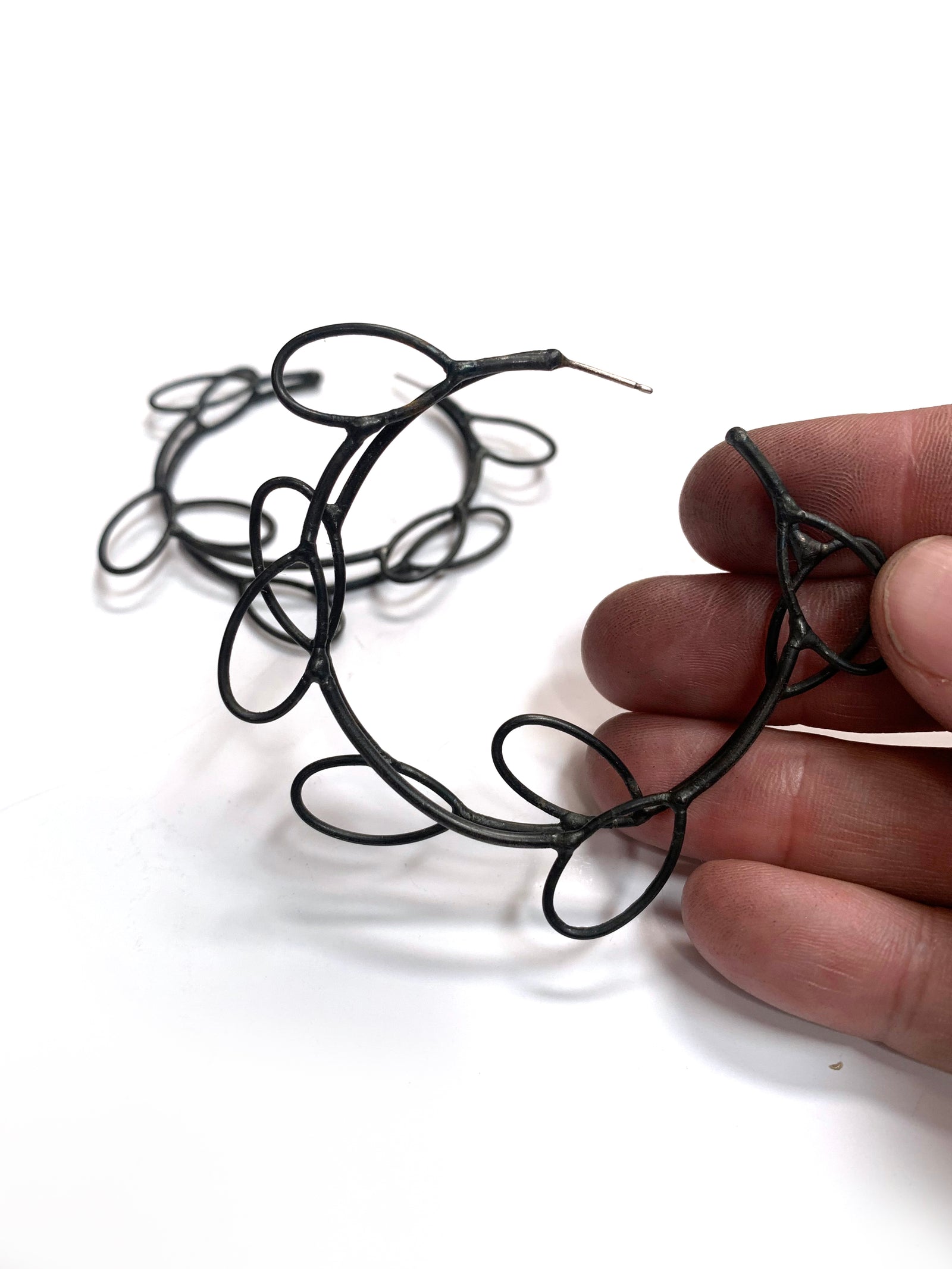 Large circle leaf hoop earrings - sample sale