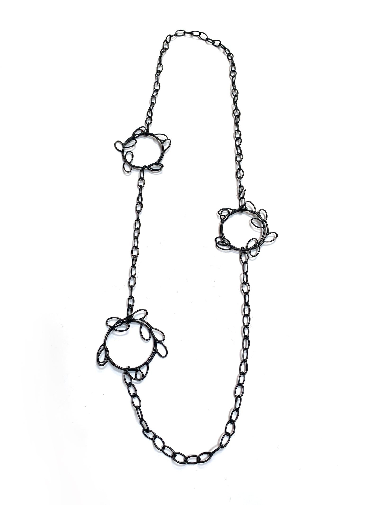 Circle leaf long necklace - sample sale