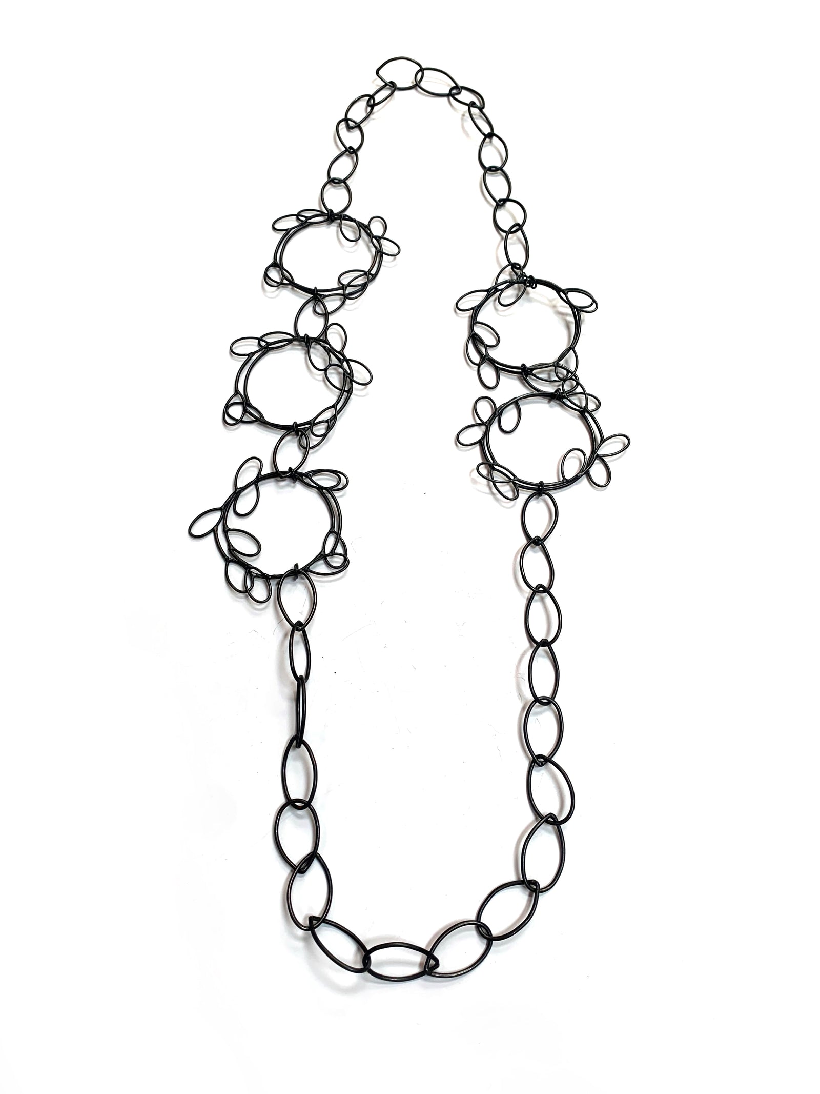 Circle leaf long necklace - sample sale