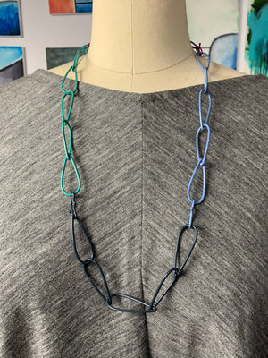 long Modular Necklace in teal, purple, blue, and grey - sample sale