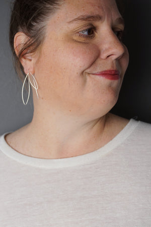 Double Leaf Threader Earrings in silver or gold-filled