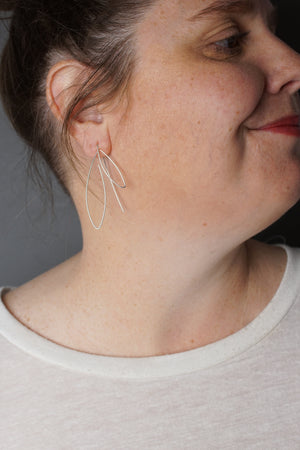 Double Leaf Threader Earrings in silver or gold-filled