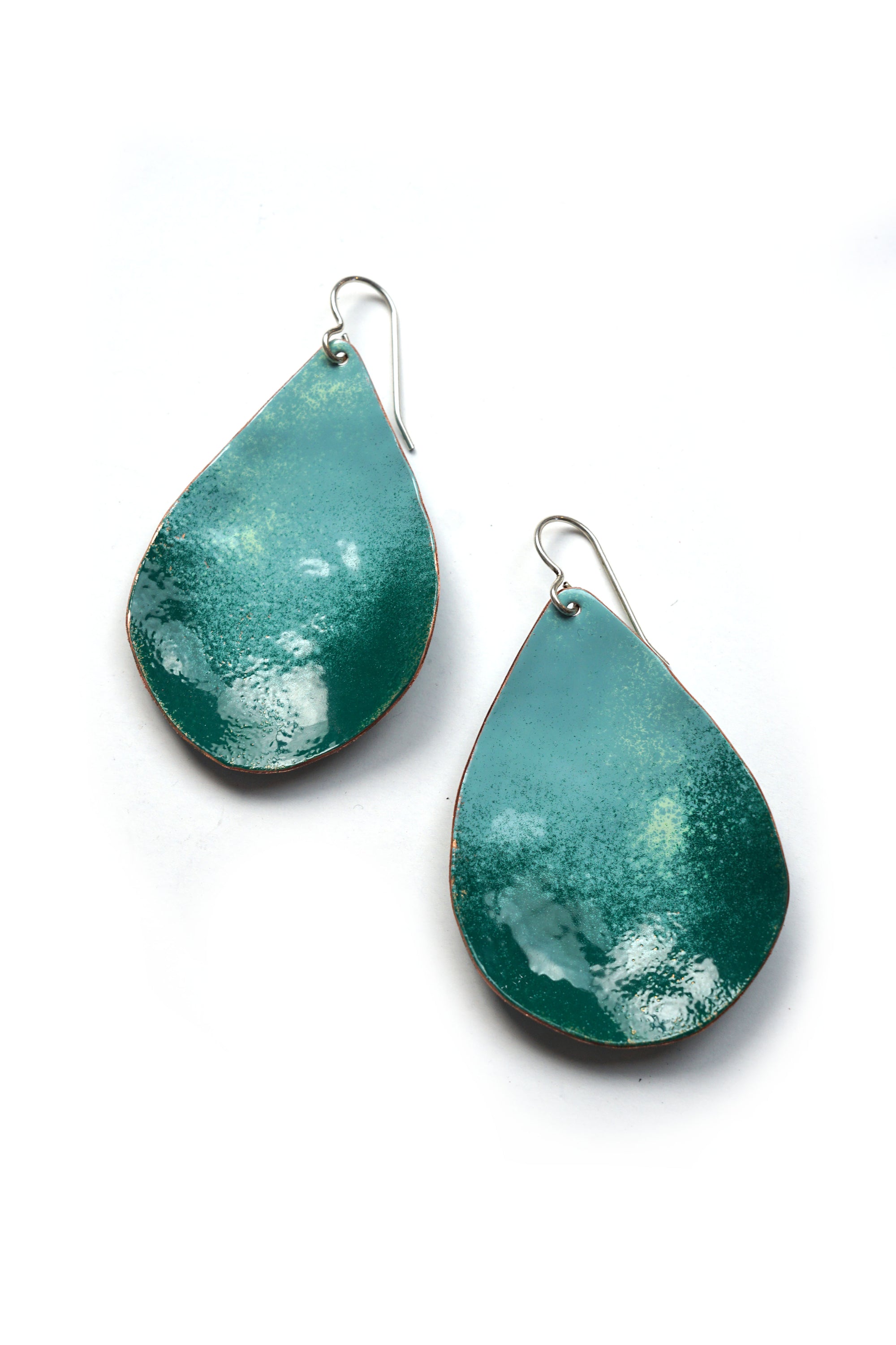 Chroma Earrings in Faded Teal and Emerald Green