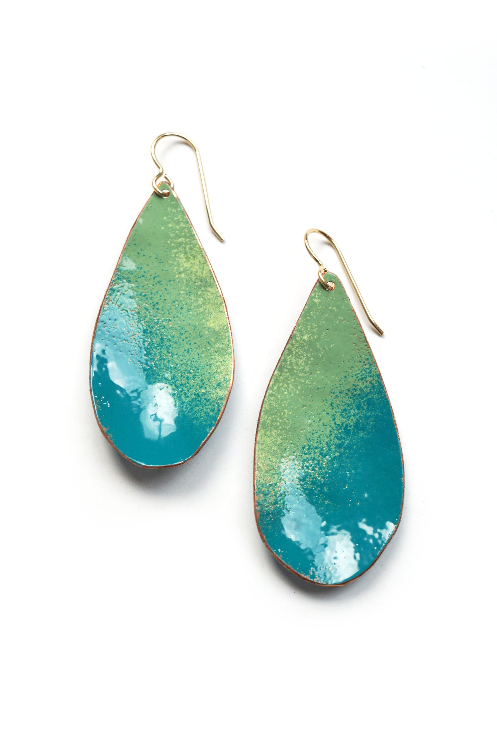 Chroma Earrings in Pale Green and Bold Teal