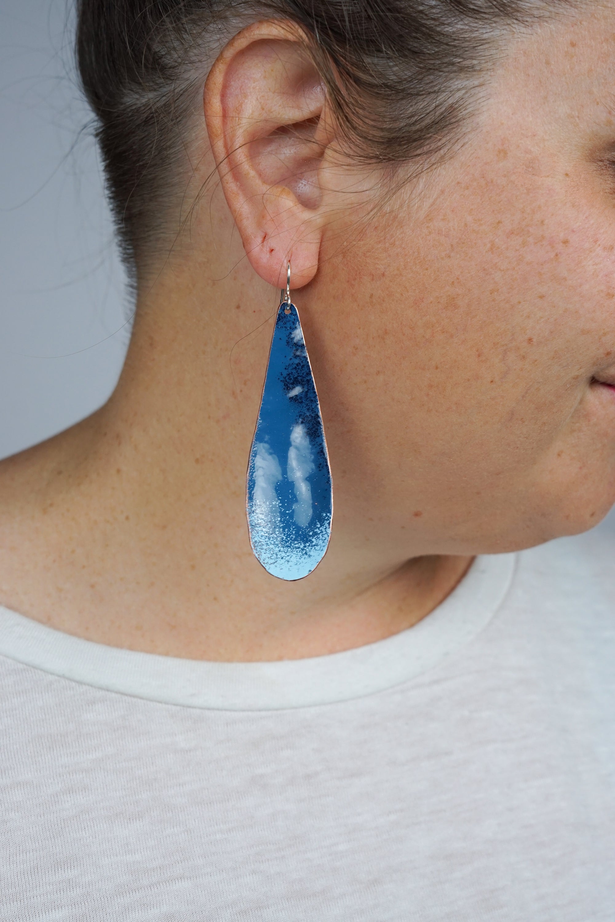 Long Chroma Earrings in Azure Blue and Light Blue
