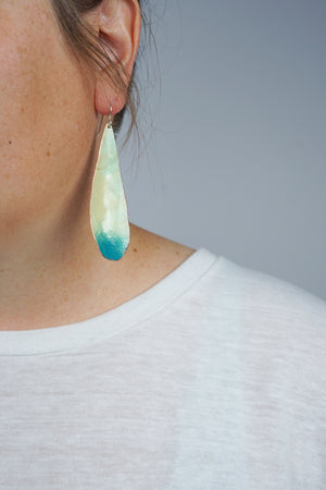 Long Chroma Earrings in Soft Mint and Bold Teal