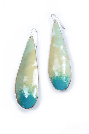 Long Chroma Earrings in Soft Mint and Bold Teal
