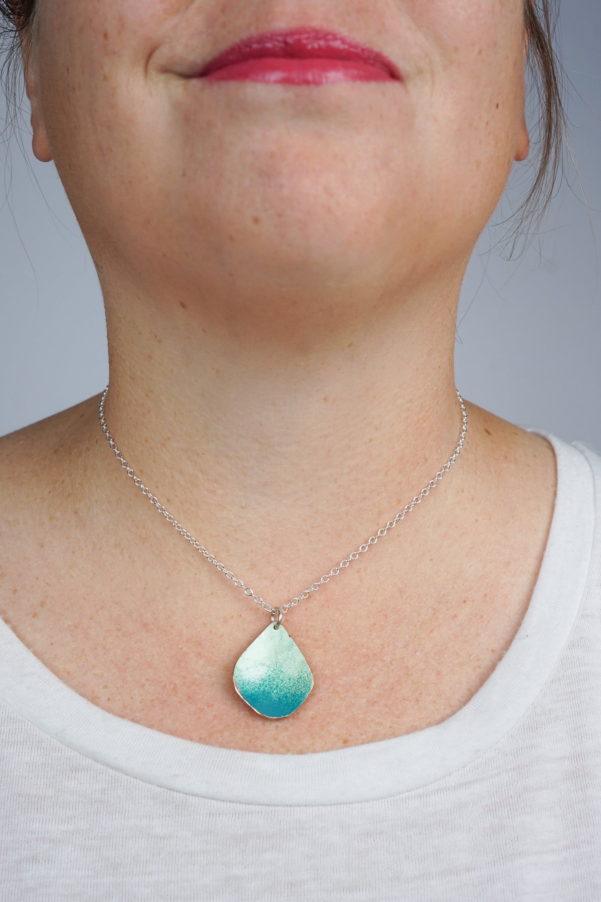 Chroma Pendant in Soft Mint and Bold Teal