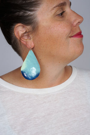 Extra Large Chroma Earrings in Yellow and Bold Teal