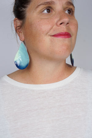 Extra Large Chroma Earrings in Yellow and Bold Teal