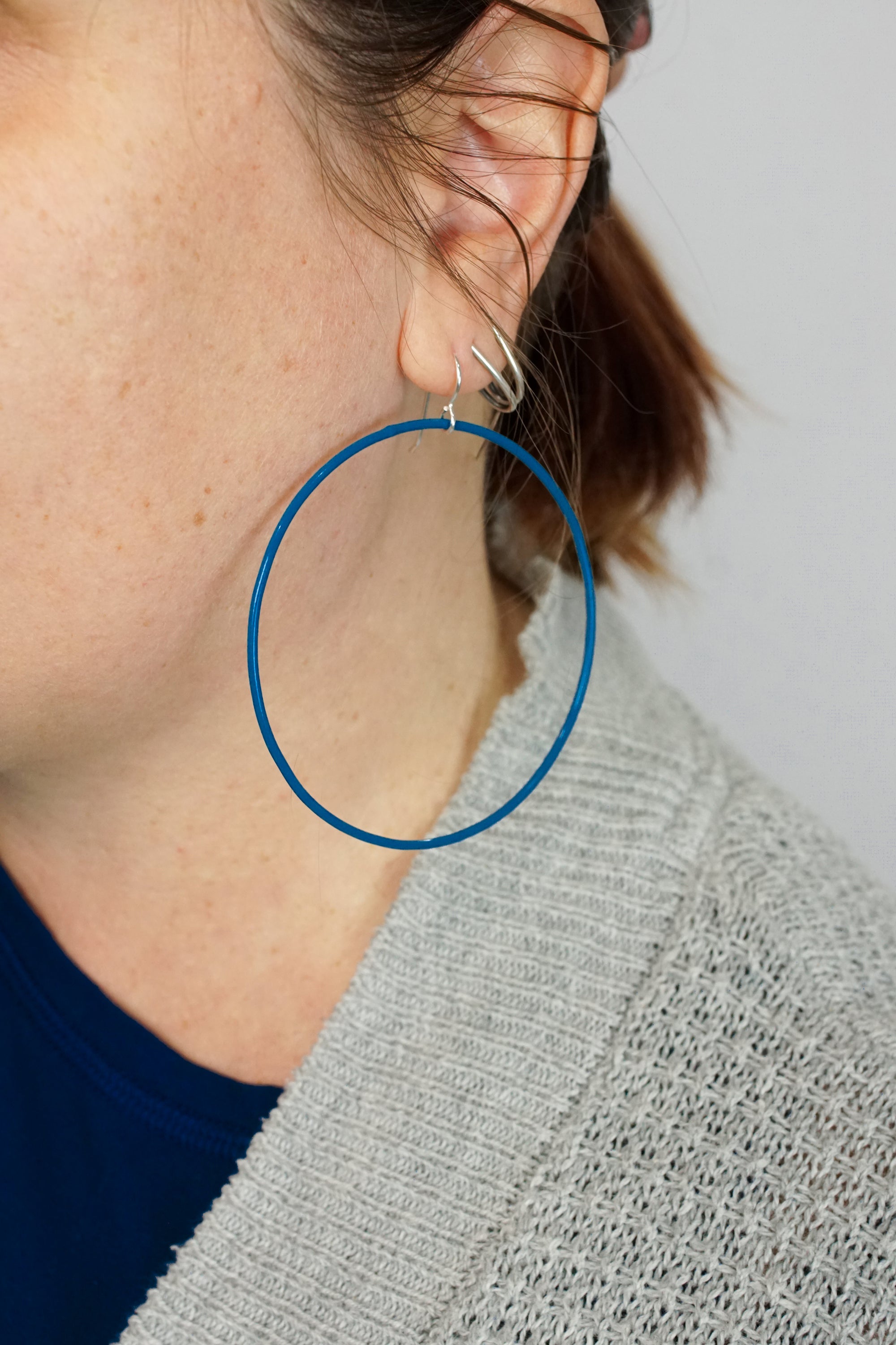 Extra Large Evident Earrings in Electric Blue