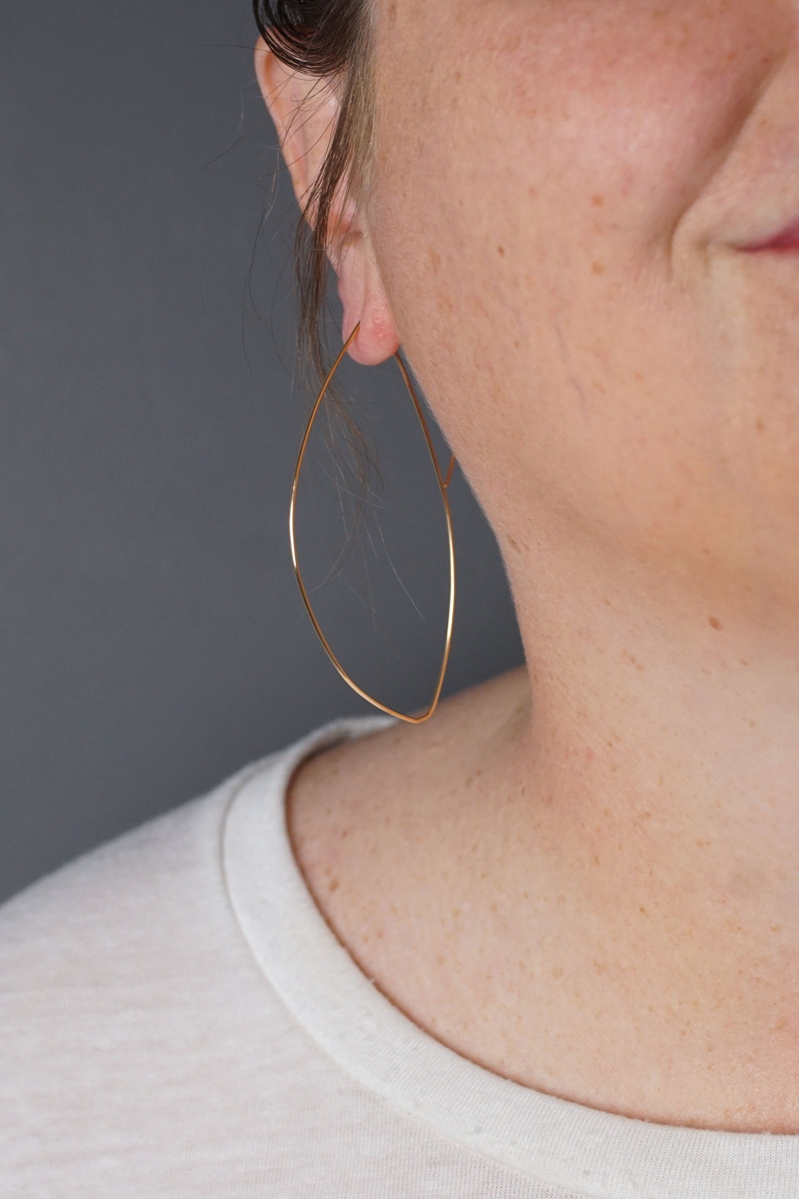 Grand Peche Threader Hoop Earrings in silver or gold-filled