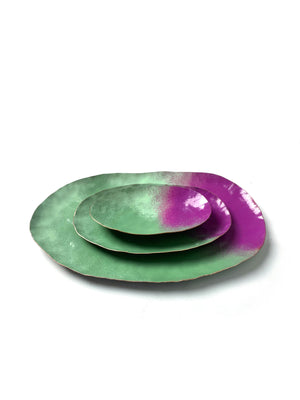Chroma Colorful Decorative Metal Tray in Green & Radiant Orchid