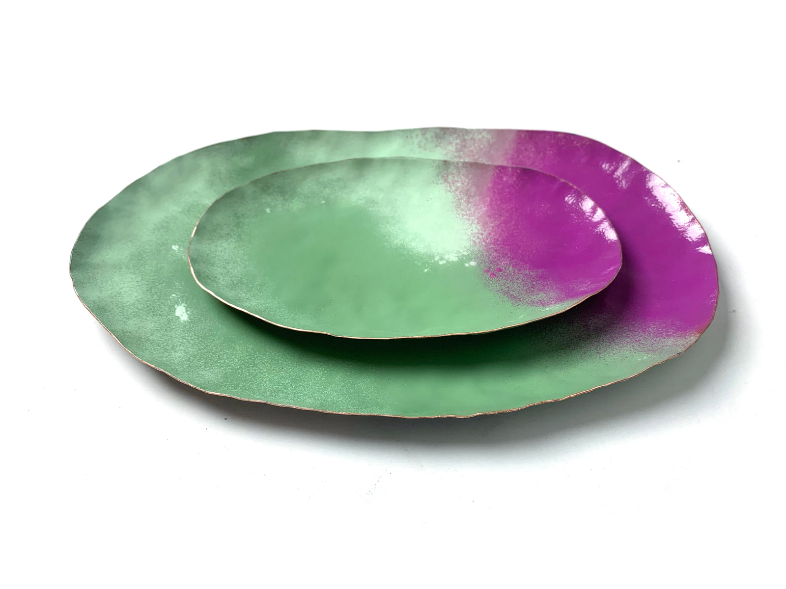 Chroma Colorful Decorative Metal Tray in Green & Radiant Orchid