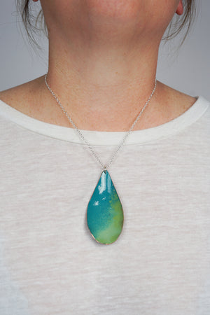 Large Chroma Pendant in Bold Teal and Pale Green