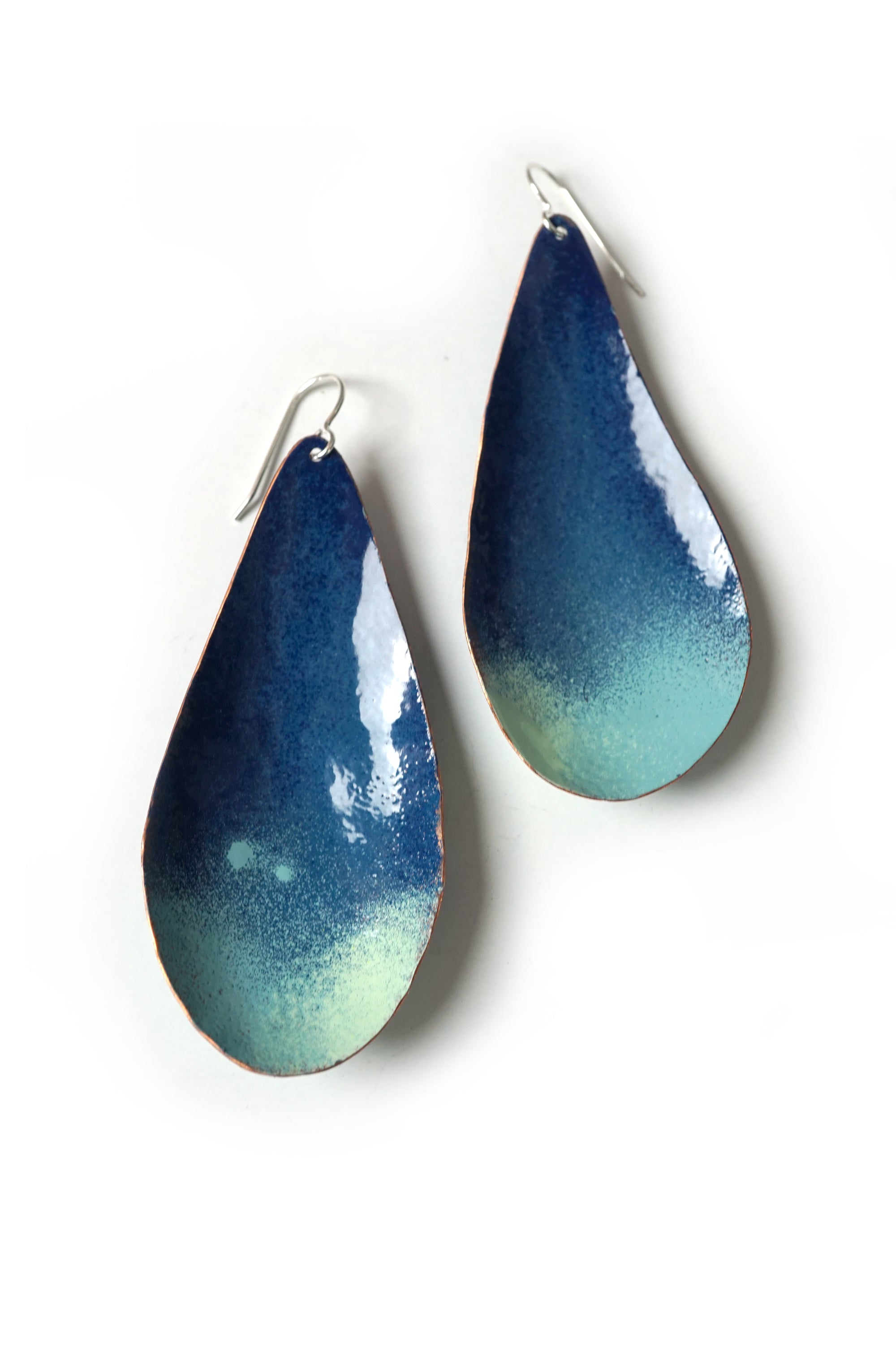 Large Chroma Earrings in Azure Blue and Faded Teal
