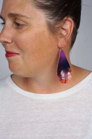 Large Chroma Earrings in Burgundy, Orchid, and Coral