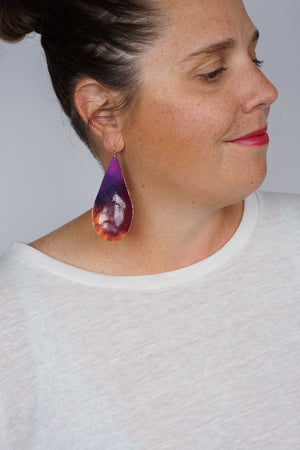 Large Chroma Earrings in Burgundy, Orchid, and Coral