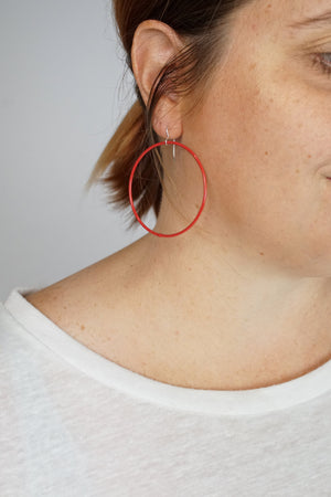 Large Evident Earrings in Coral Red - sample sale