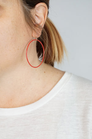Large Evident Earrings in Coral Red - sample sale