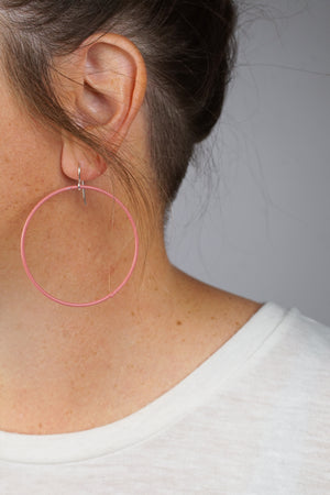 Large Evident Earrings in Light Raspberry
