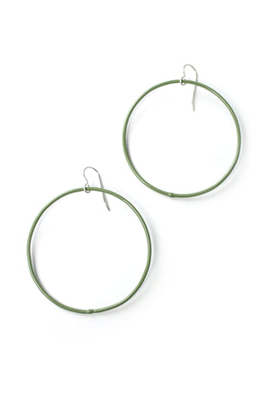 Large Evident Earrings in Olive Green - sample sale