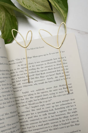 Set of 2 Leaf Shaped Botanical Brass Bookmarks