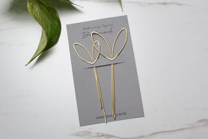 Set of 2 Leaf Shaped Botanical Brass Bookmarks