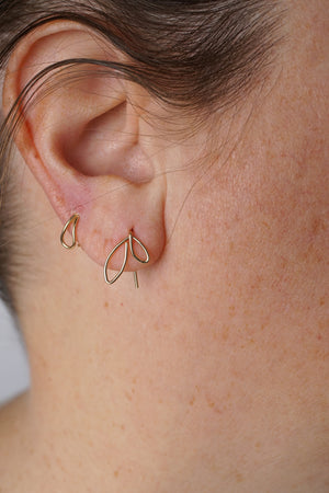 Little Double Leaf Threader Earrings in silver or gold-filled