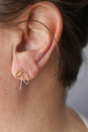 Little Double Leaf Threader Earrings in silver or gold-filled