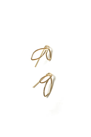 Little Double Leaf Threader Earrings in silver or gold-filled