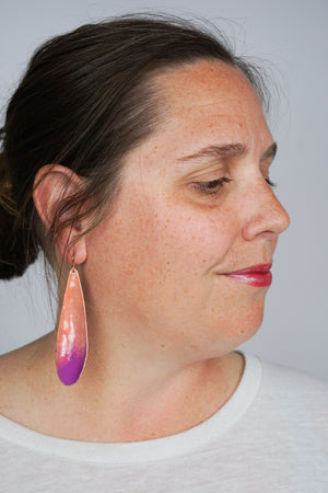 Long Chroma Earrings in Dusty Rose and Radiant Orchid