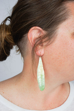 Long Chroma Earrings in Green Sand and Pale Green