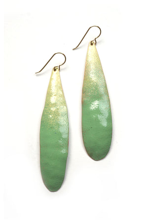 Long Chroma Earrings in Green Sand and Pale Green