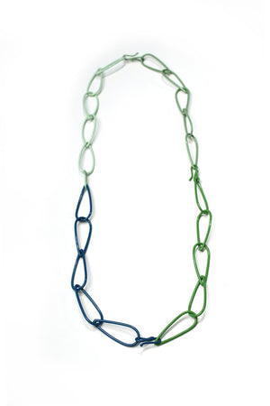 long Modular Necklace in blue and green