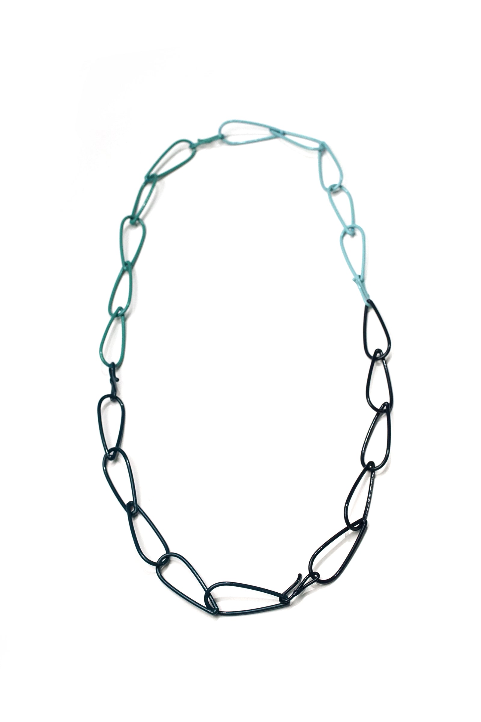 long Modular Necklace in navy and teal