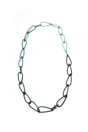 long Modular Necklace in navy and teal