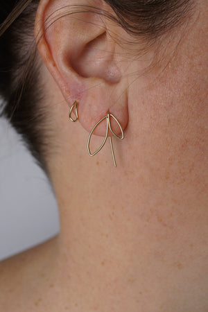 Double Leaf Threader Earrings in silver or gold-filled