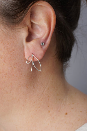Double Leaf Threader Earrings in silver or gold-filled