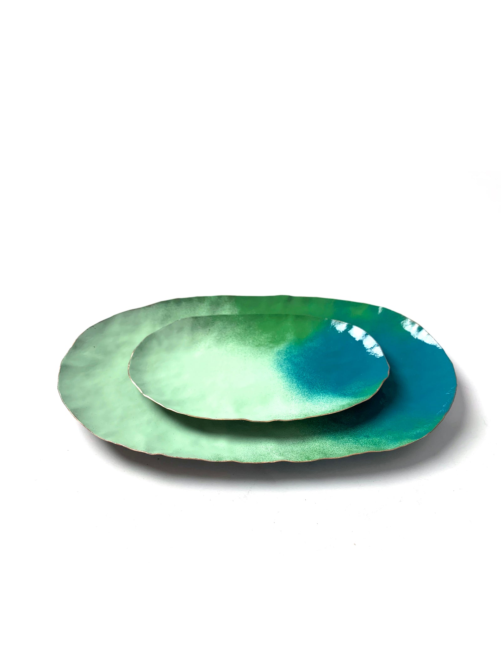 Chroma Colorful Decorative Metal Tray in Mint & Bold Teal